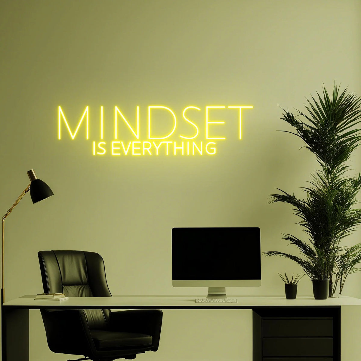 Mindset Is Everything Neon Sign , Motivational LED Wall Light ,Inspirational Quote Wall Decor for Office, Gym Home Decor