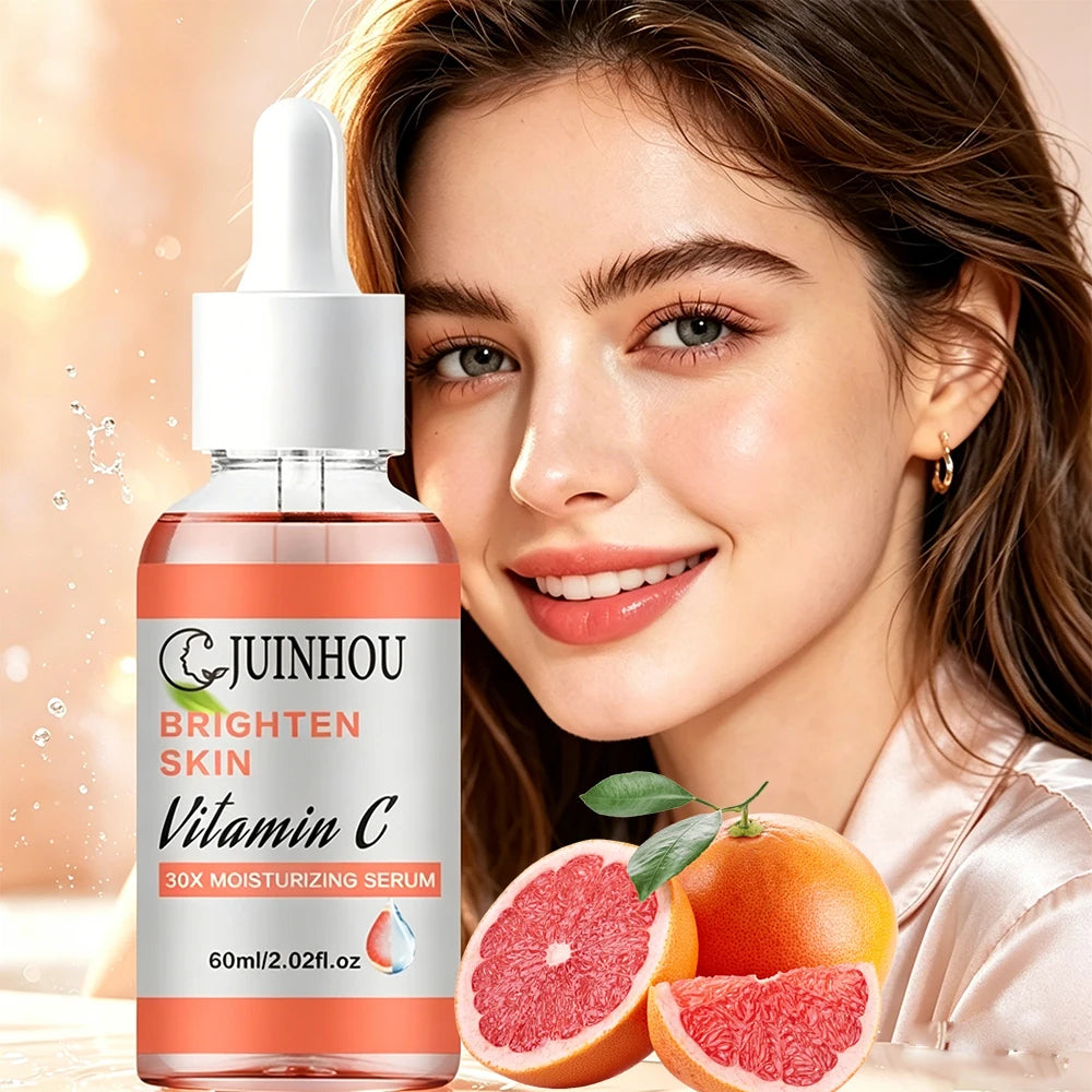 JUINHOU Vitamin C Skin Care Serum Cream Set Brighten Moisturizing Oil-Control Improve Uneven Skin Tone For Dull Skin Daily Care
