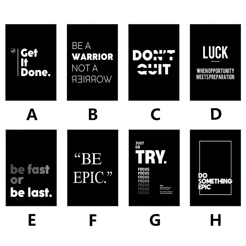 Simple Black White Inspirational Quotes Canvas Art Poster Prints Modern Motivational Wall Decorative Picture for Home Office