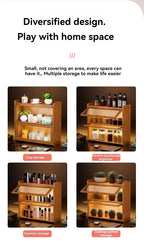 Kitchen countertop seasoning rack storage shelf, product sorting rack, layered multifunctional storage cabinet, dust-proof cabin