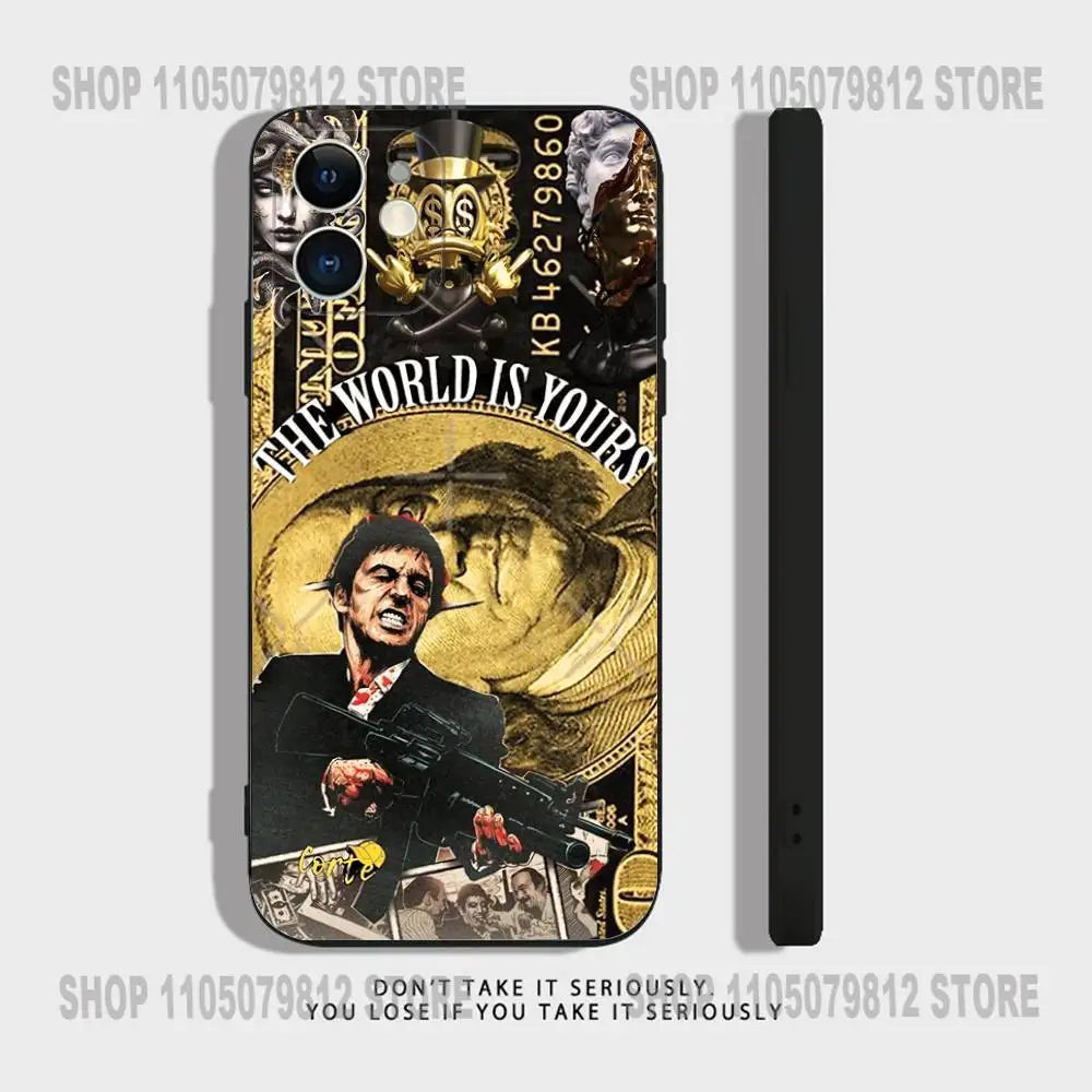 T-Tony M-Montana S-Scarface Phone Case For iPhone 17 16,15,14,13,12,11,Pro,XS,Max,XR,Plus,Mini Soft Silicone Black Shockproof