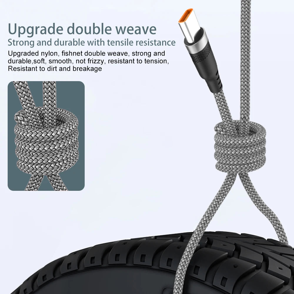 USB C 6A Super Fast Charging Cable for Huawei Samsung Xiaomi OPPO OnePlus
