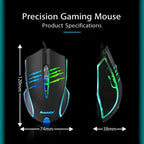 Wired Gaming Mouse RGB Breathing Light 3 Level Adjustable DPI Ergonomic Symmetric Design Skin Friendly Surface Computer Mice