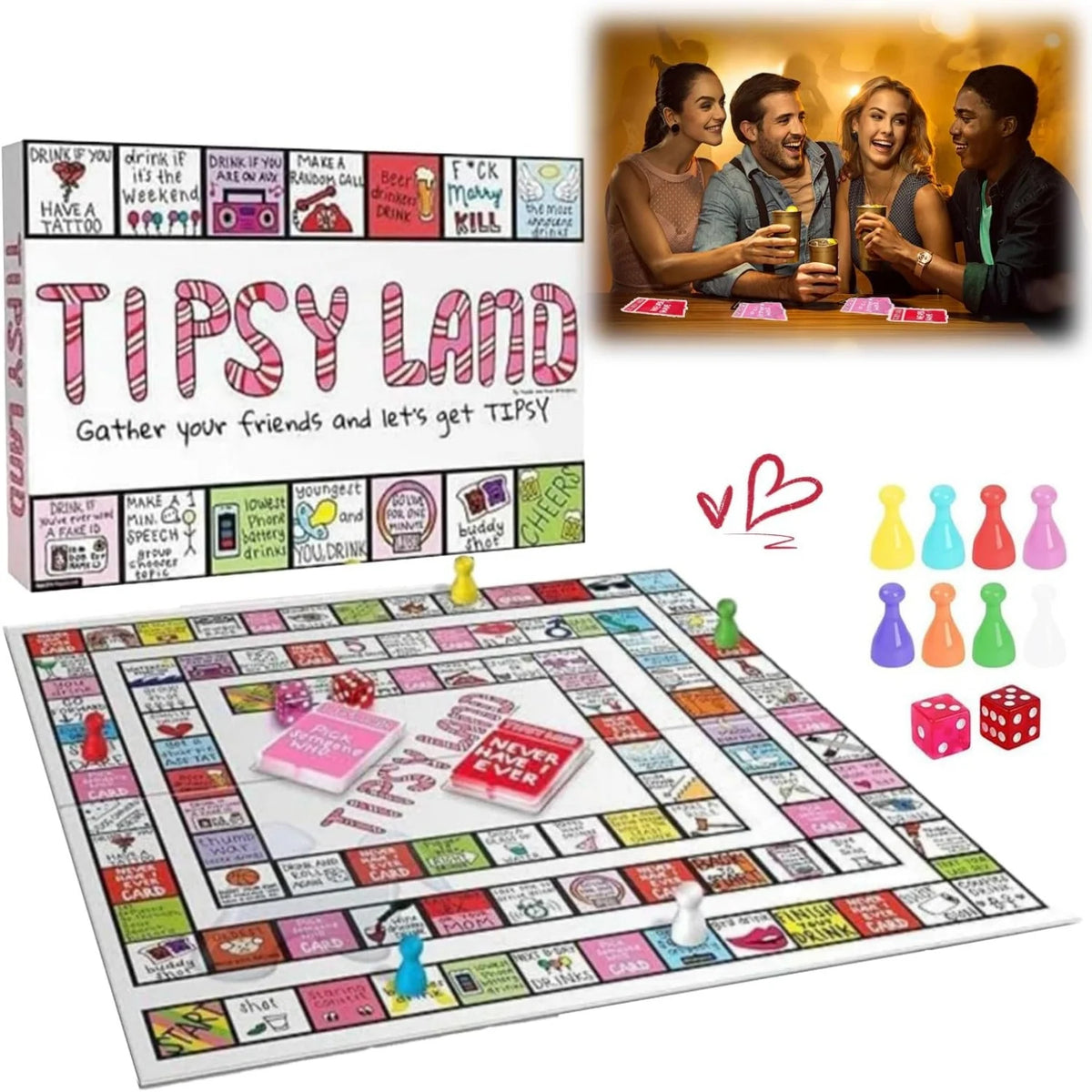 Adult Drinking Game Set - Perfect for Parties & Holiday Season Eve Gatherings, Interactive Fun Board Games