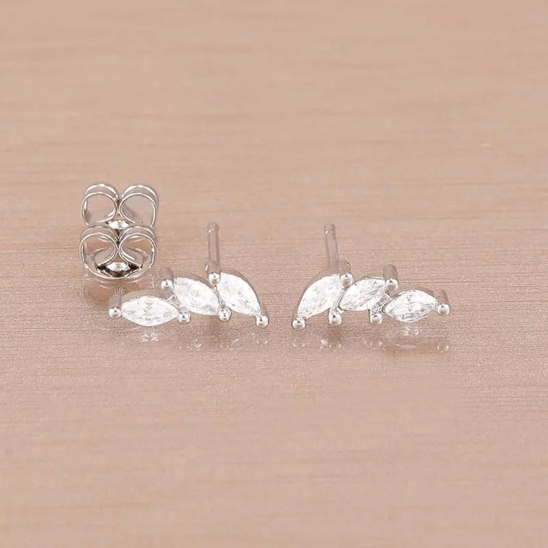Luxury Green Crystal Zircon Leaves Stud Earrings for Women Fashion Gold Color Geometric Piercing Earring Bride Wedding Jewelry