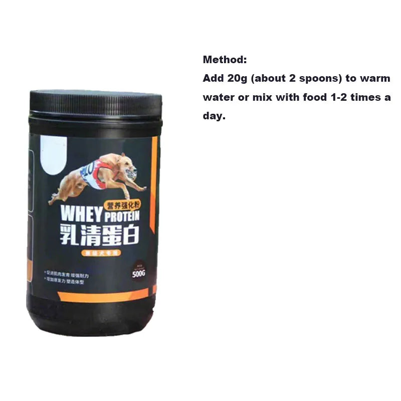 Dog Professional Muscle Builder Protein Powder Increase Power Endurance Dog Racing Bully Pitbull Greyhound Pet Nutrition 500g