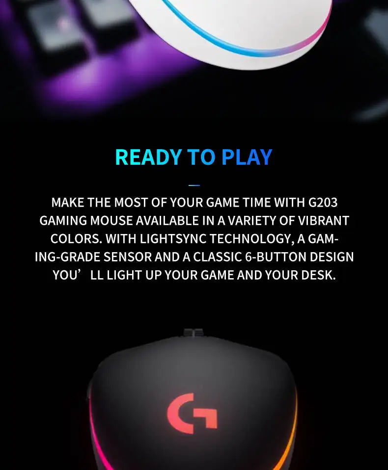g102 Logitech G102/g203/g402 Logitech G102 Wired Gaming Mouse, Adjustable 200-8000 DPI, Comfort Grip, RGB Backlit for PC Laptops