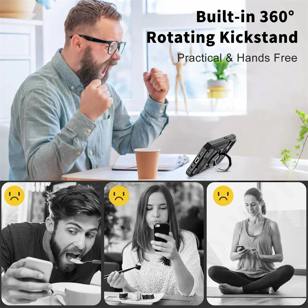 Case For Samsung S24 S23 Ultra Plus FE A14  A15 25 35 55 Magnetic Rotated Ring Kickstand Heavy Duty Drop Protection Wallet Cover