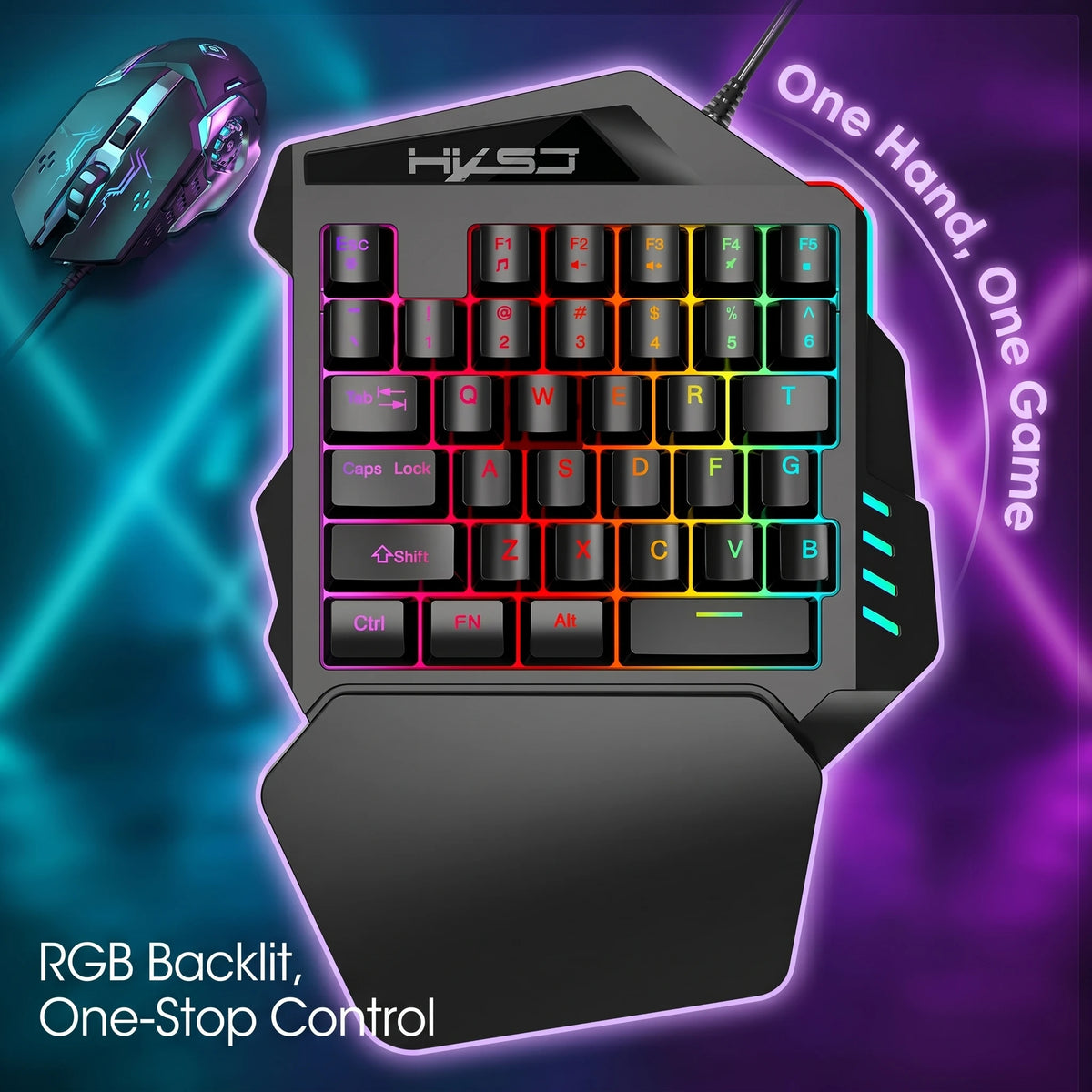 Ergonomic 35-Key Gaming Keyboard with RGB Lighting USB Powered One-Handed Design Thin Film Keys for Enhanced Gaming Experience