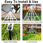 Halloween Triangle Spider Web,5m Large Plush Simulation Spider Web,Haunted Home Outdoor Yard Decoration Props