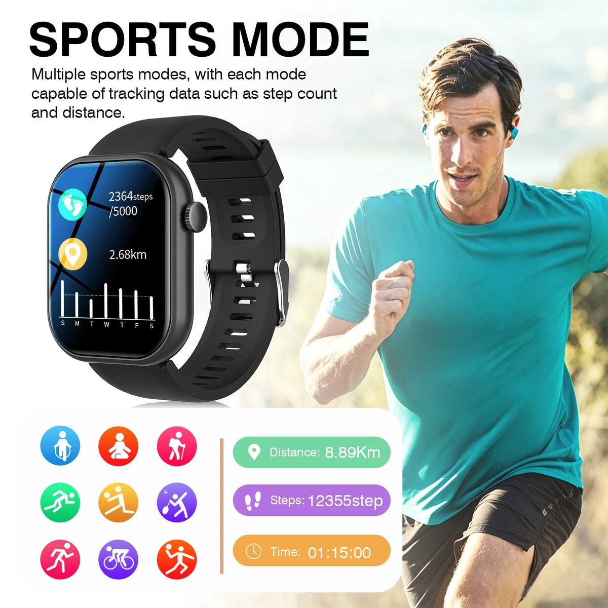 2026 New Smart Watch,HD Touch Screen Smart Watch,Wireless Call, Music Control, Fitness Tracker, Remote Camera, Multi-Sport Modes, Sedentary Reminder,  Suitable for Android & IPhone