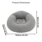 Inflatable Lazy Sofa Folding Portable Air Chair Flocking Surface Comfortable Lounge Seat for Living Room Outdoor Camping Beach