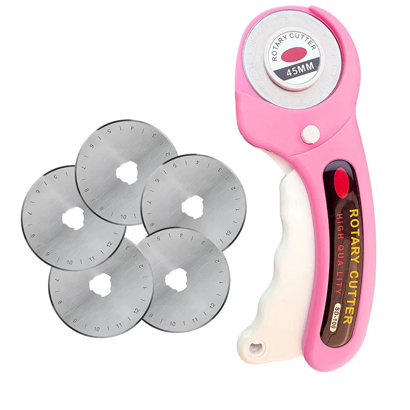 45mm Pink Patchwork Rotary Cutter - Color Sewing Clip - Color Sewing Pen, suitable for DIY crafts, fabrics, leather and quilting