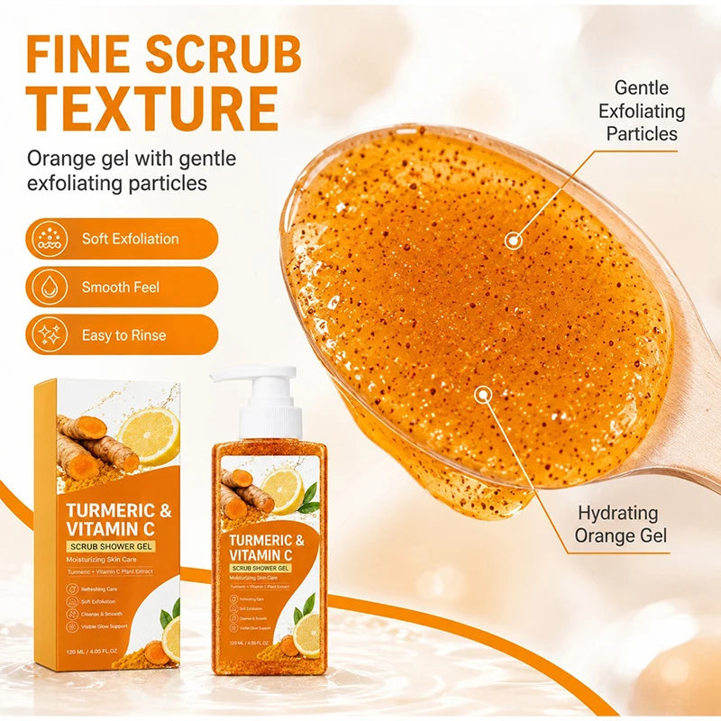 Turmeric Orange Vitamin C Body Wash Fresh Fragrance Shower Gel Moisturizing Brightening Exfoliating Deep Cleaning Smooth Skin