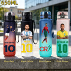 650MLRonaldo Messi Mbappé Sports Water Bottle Bulbasaur Squirtle Drinking Bottles Travel Cycling Hiking Exercise Gym Jugs