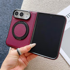 360° Rotating Bracket Magnetic Case For iPhone Duo For Magsafe PU Leather Shockproof Cover Funda