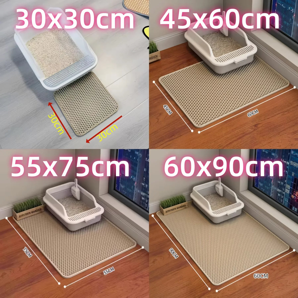 Cat Litter Mat Heavy Duty Waterproof 2 Layer Non Slip Washable Pet Floor Protector Litter Box Sand Stopper Pet Product