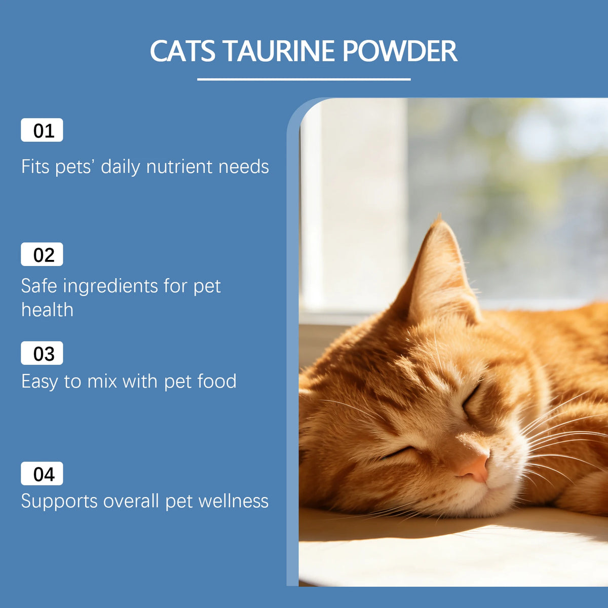Cat Taurine Powder Supplement Support Cat Heart Wellness Healthy Eyesight Pet Body Daily Care Nutrition Powder