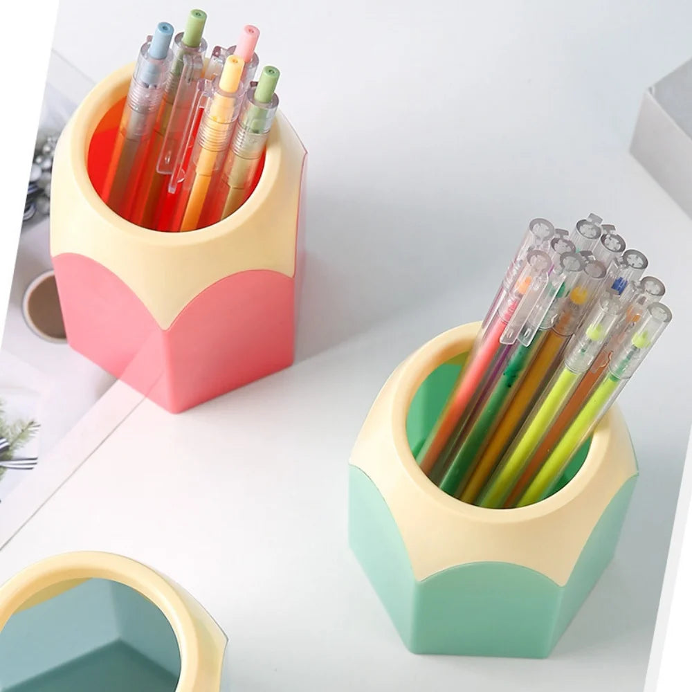 Cute Pencil Holder Desk Organizer Stationery Storage Box   Large Mouth Pen Holder Makeup Brush Organizer Box Office Accessories