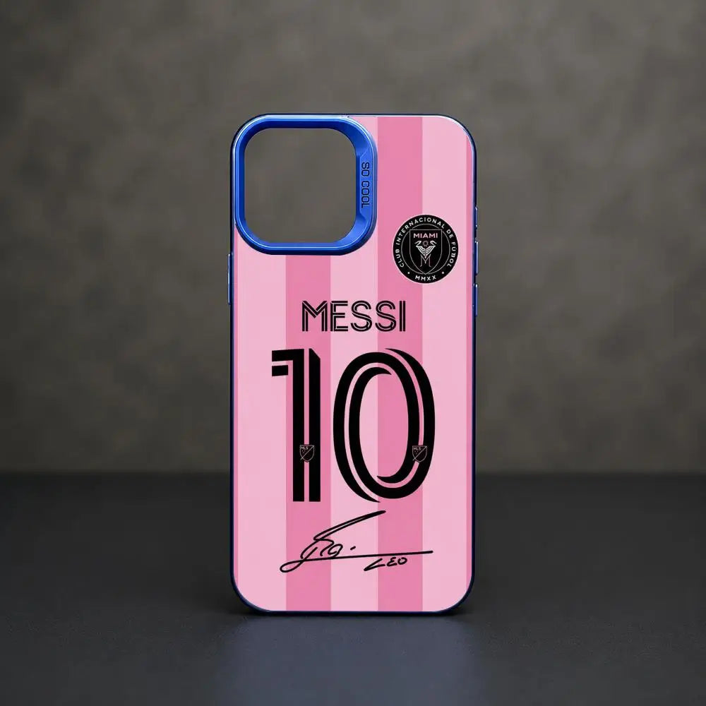 Messi Number 10 Gradient Silver Shockproof Phone Case For iPhone 11 To 17