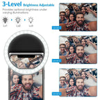 1 USB-Ladekabel LED Selfie-Ringlicht Einstellbare Helligkeit Handy-Kamera-Fülllicht für iPhone Samsung Xiaomi Huawei
