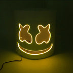 Fashion Luminous LED Mask DJ Costumes Accessories Glow Supplies Neon Light Marshmallow  Mask For Music Festival Nightclub Dance