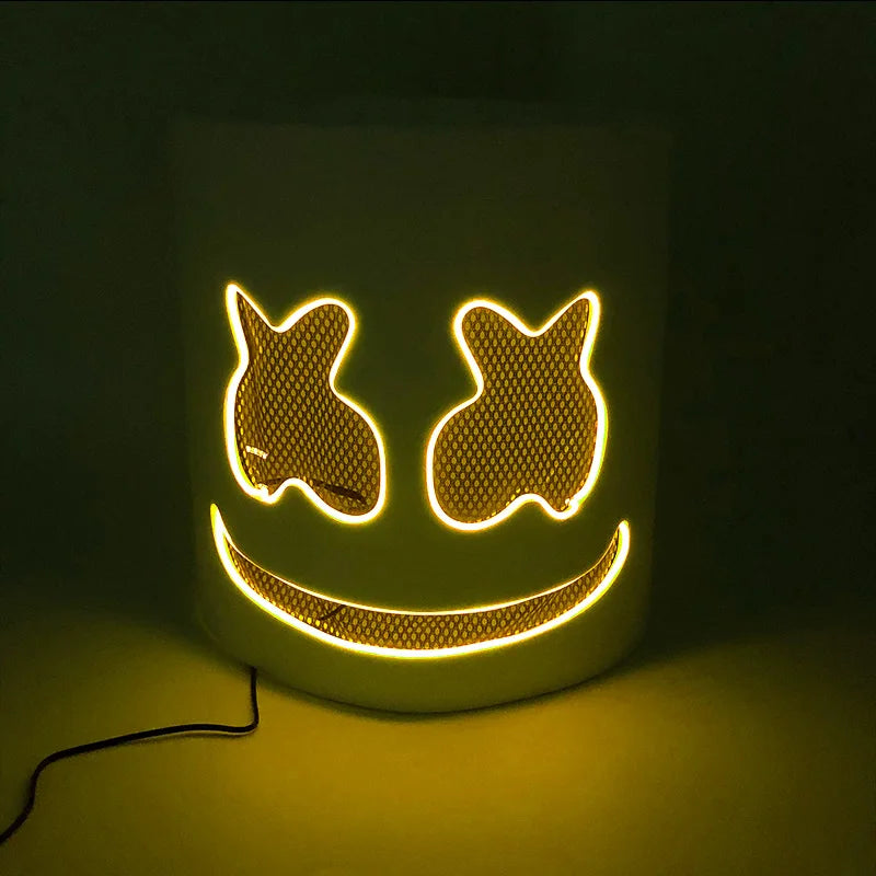 Fashion Luminous LED Mask DJ Costumes Accessories Glow Supplies Neon Light Marshmallow  Mask For Music Festival Nightclub Dance