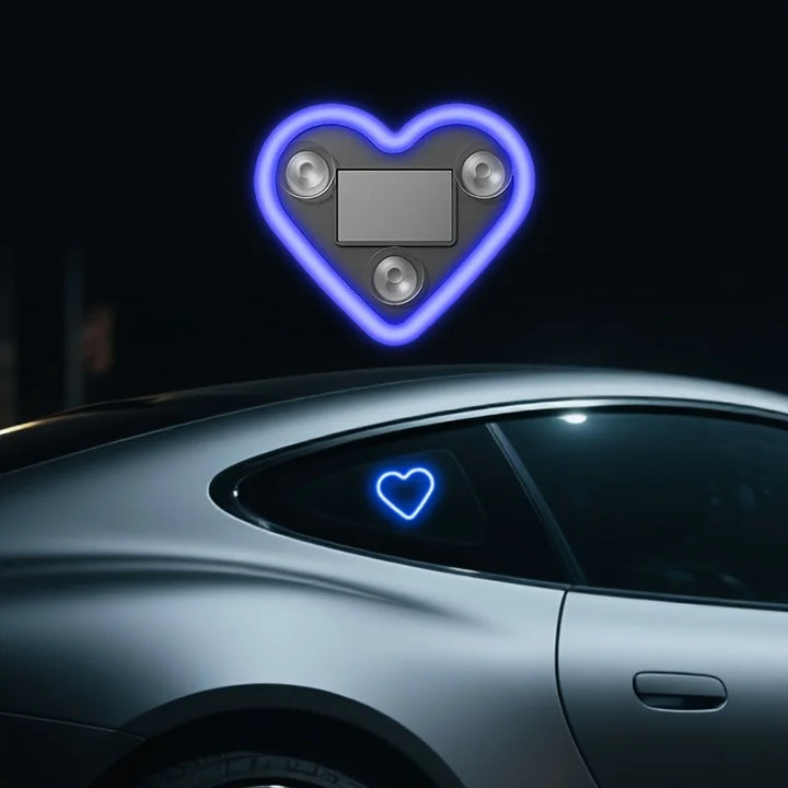 Solar LED Car Neon Lights – Heart Shape | RGB Atmosphere Light