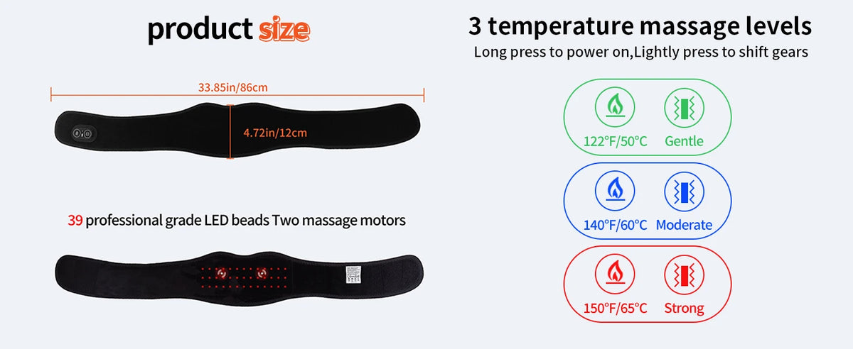Electric 660-850nm Red Light Heating Neck Belt Neck Pain Relief Anti-fatigue Neck Vibration Massage Pad
