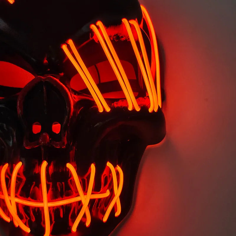Evil Skull Mask Halloween Carnival Masquerade Haunted House Scary Decoration Cosplay Skeleton Scary Theme Party Light Up Mask