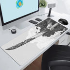 Black And White Comic Wind Sword Model Keyboard Mouse Pad Desk Mat Gaming Mouse Pad Non Slip Rubber Base Stitched Edges