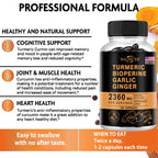 4-in-1 Turmeric Ginger Supplement with Pepperin 2360 Mg with Garlic Curcumin Black Pepper, for Joint, Digestive & Immune Support