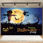Horror Halloween Photography Background Moon Night Castle Forest Pumpkin Lantern Skeleton Family Party Photo Backdrop Decoration