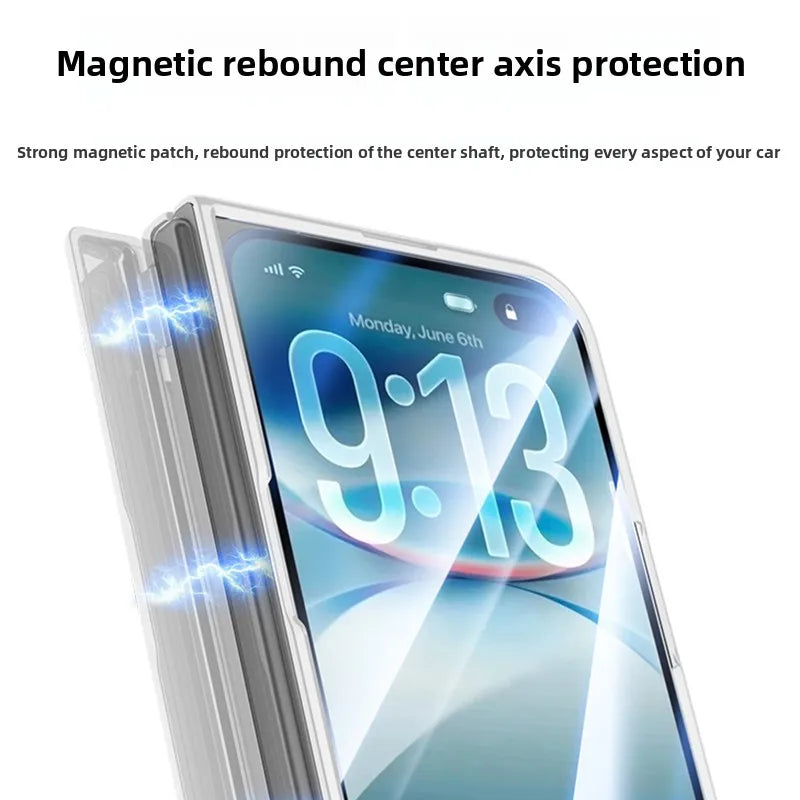 Metal Holder for Magsafe Magnetic Hinge Protection Phone Case for IPhone Duo Fold with Protective Film Leather Kickstand Cover