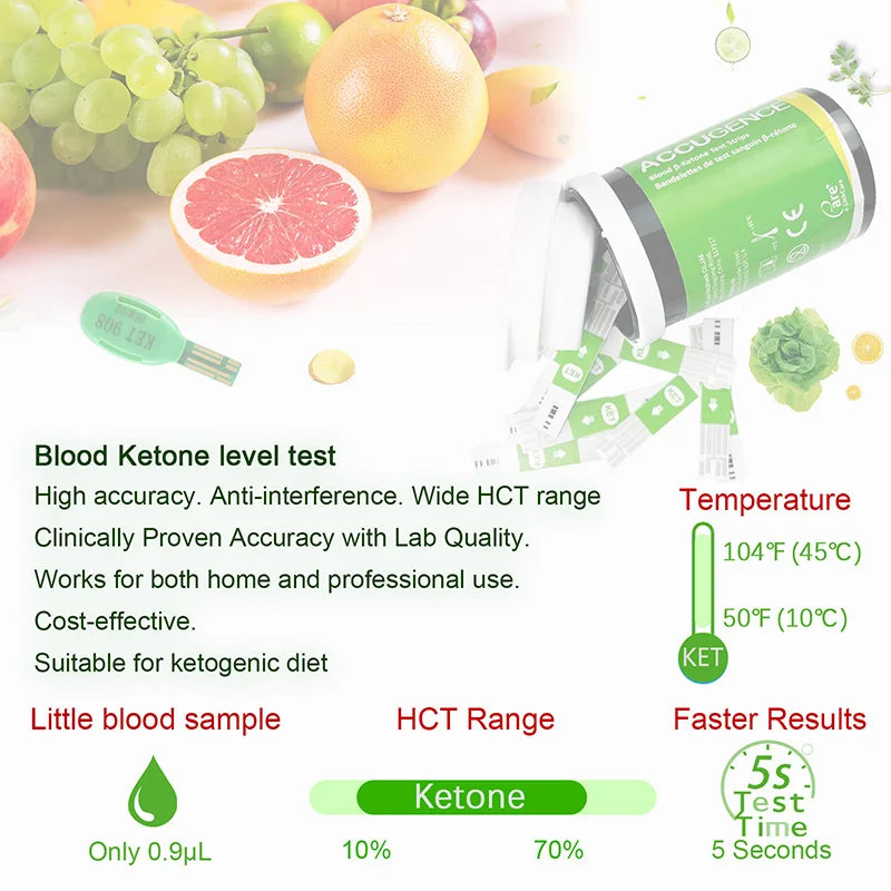 Multi-function Blood Ketone Meter Kit with Ketone Test Strips, Ketone Monitoring for Keto Diet, Ketosis, Fast & Accurate Results