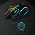 Wired Gaming Mouse RGB Breathing Light 3 Level Adjustable DPI Ergonomic Symmetric Design Skin Friendly Surface Computer Mice
