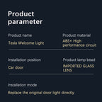 Tesla 2pcs Car HD Projector Lamp LED Door Welcome Light For Tesla Model S Model Y Model 3 Model X