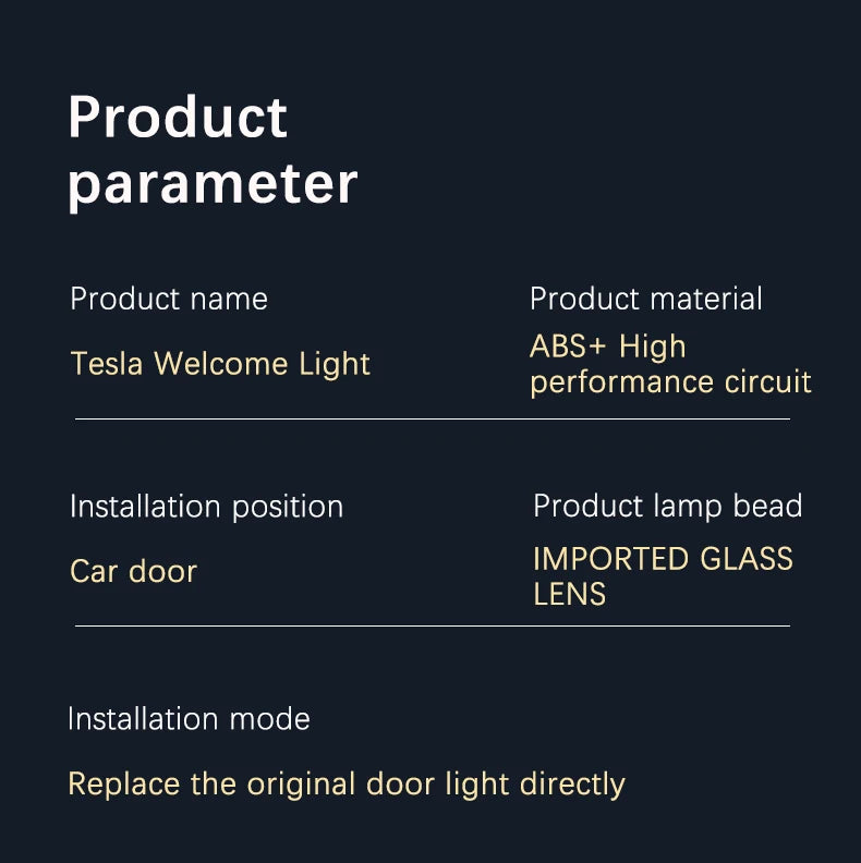 Tesla 2pcs Car HD Projector Lamp LED Door Welcome Light For Tesla Model S Model Y Model 3 Model X