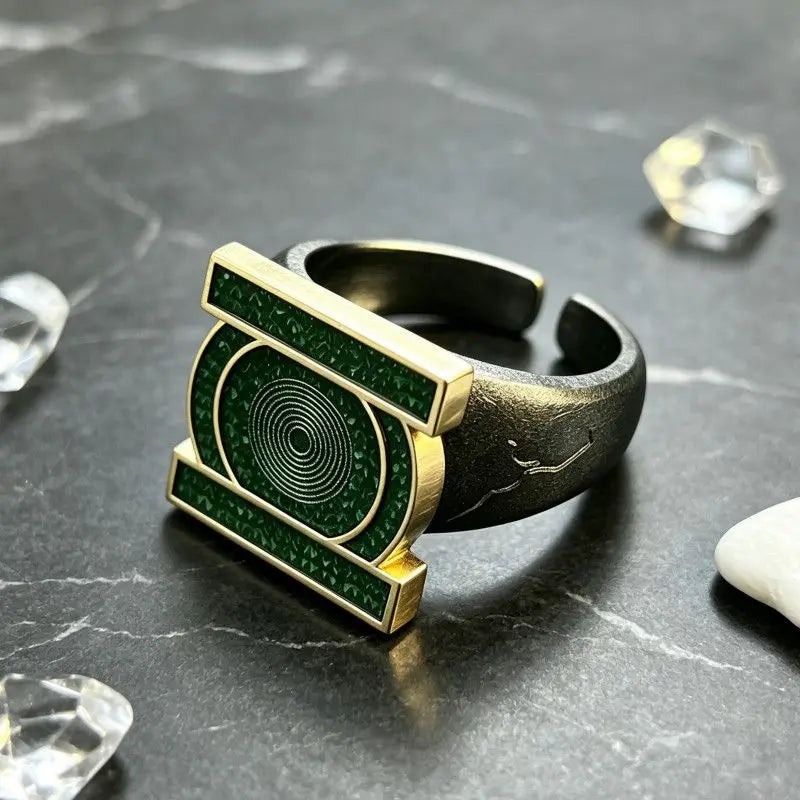 Hot Green Lantern Ring Anime Peripheral John Stewart Ring Adjustable Open Band Cosplay Green Lantern Corps Ring Toy Fans Gift