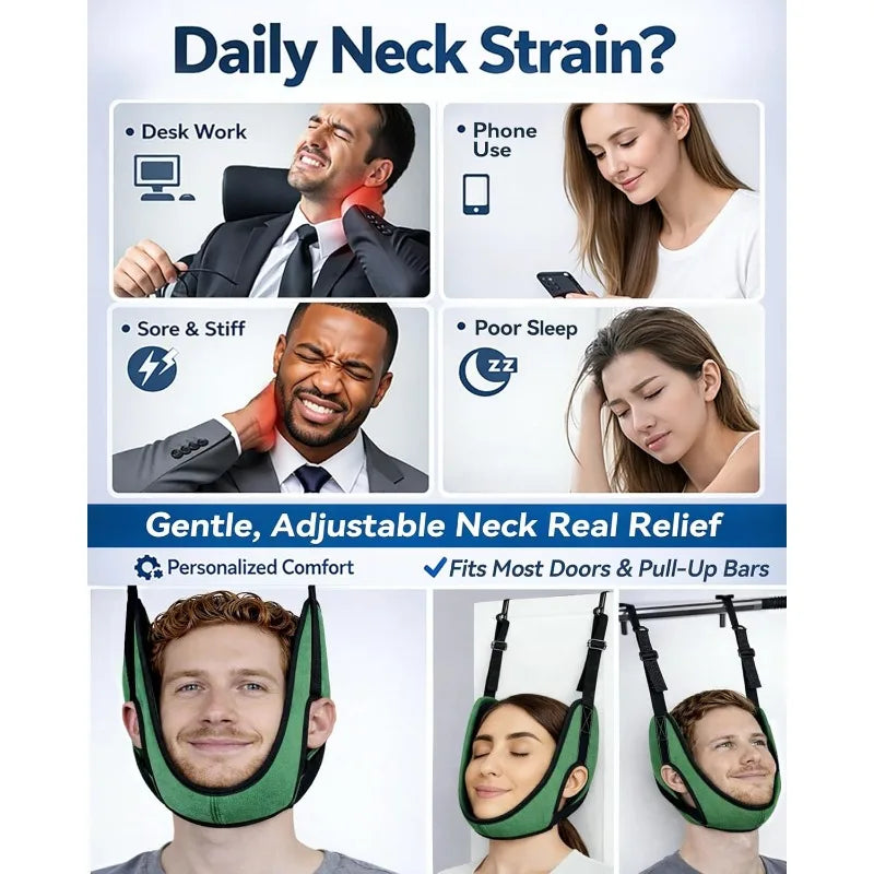 Upgraded Over The Door Neck Traction Large Weight Capacity Thickened Neck Support Breathable Design Home Neck Pain Relief Care