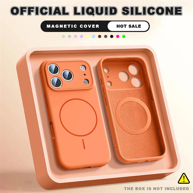 For Magsafe Liquid Silicone Phone Cases For iPhone 18 17 16 15 14 13 12 Pro Max Plus Air Case Magnetic Wireless Charging Cover