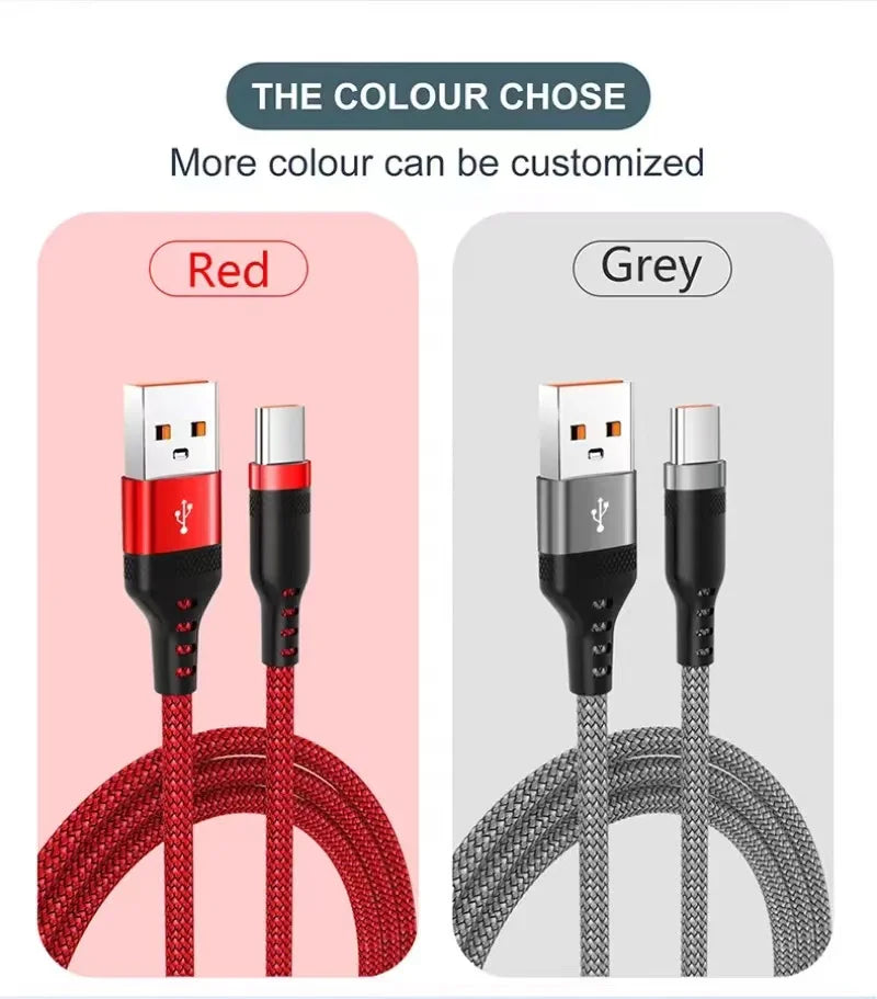 USB C 6A Super Fast Charging Cable for Huawei Samsung Xiaomi OPPO OnePlus