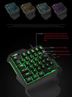 RGB Backlit Gaming Keyboard And Mouse Combo One-Handed Keypad with 3200 DPI Mouse Game Converter for PS4 Xbox Nintendo Switch