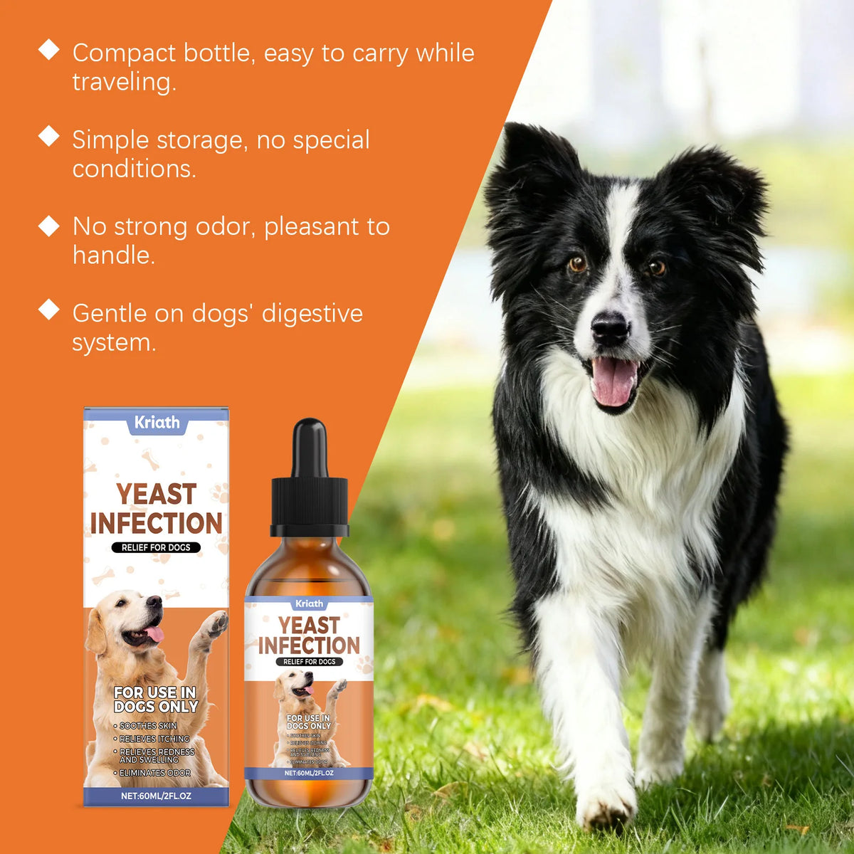 Kriath Dog Supplement Drops Promote Nutrient Absorption Improve Immune Defense Ability Gentle Formula Dog Oral Liquid Supplement