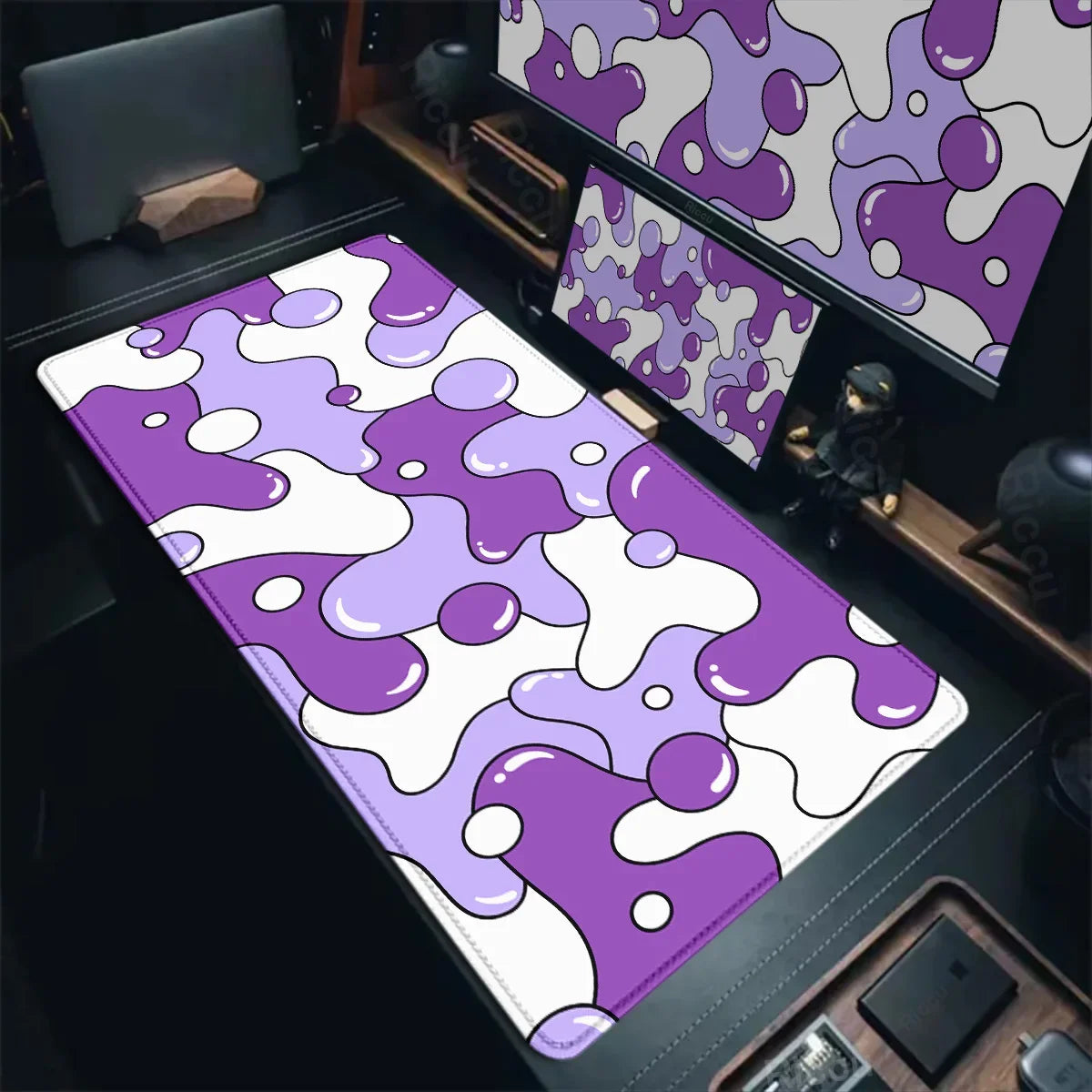Gaming Mouse Pads Large Size Table Pad Blue White Strata Liquid Mouse Pad Computer Play Mat Leather Mouse Pad Keyboard Desk Mat