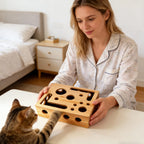 Juguetes de madera para gatos, rascadores de uñas, laberinto, estilo túnel, caja de excavación, juguetes interactivos para rascar de interior
