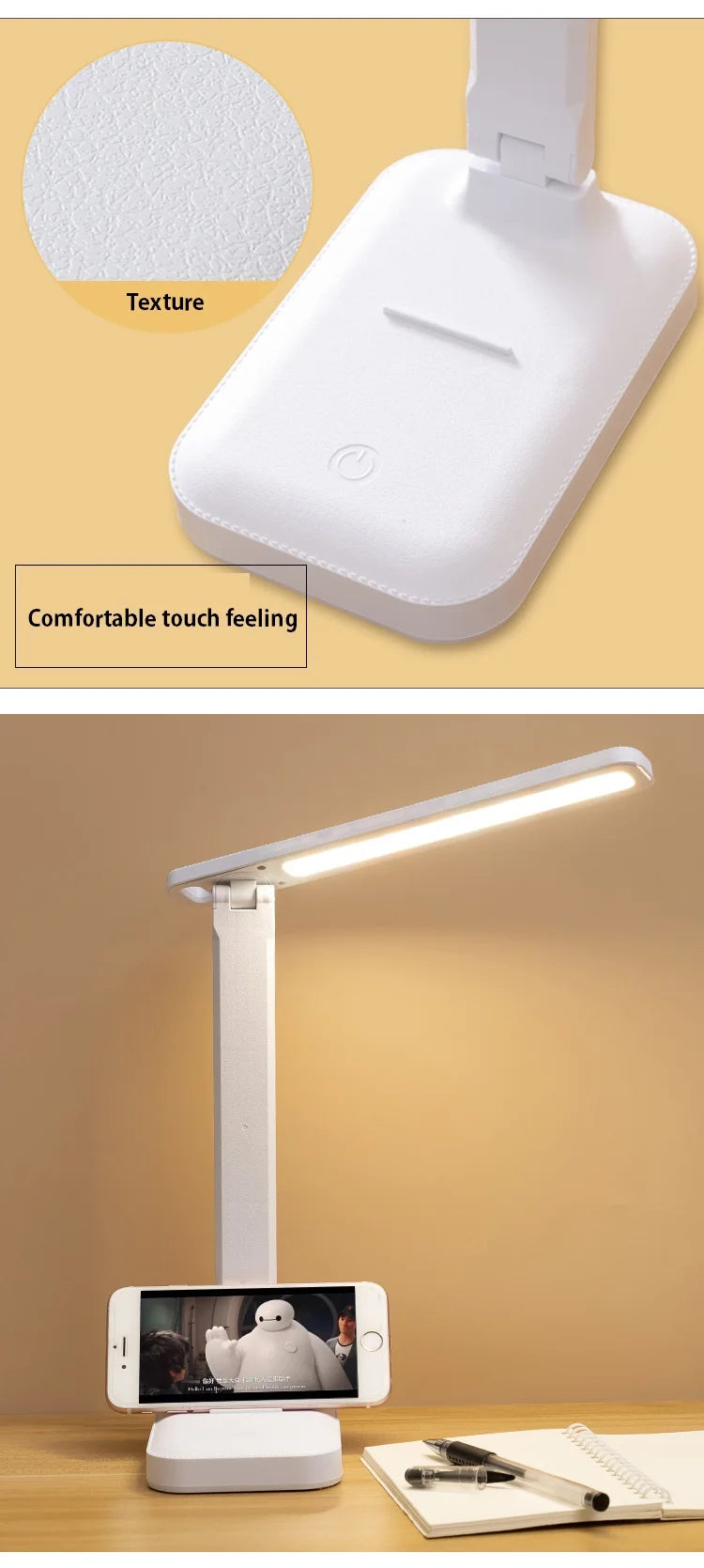 Table Lamp Eyes Protection Touch Dimmable LED Light Student Dormitory Bedroom Reading USB Rechargable Desk Lamp Special Gift