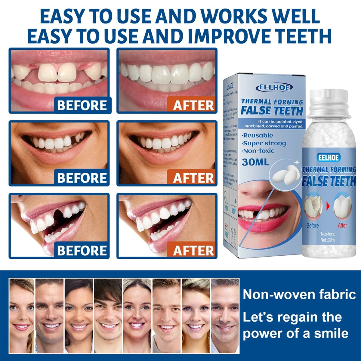 30ml Temporary Tooth Repair Kit Teeth And Gaps FalseTeeth Solid Glue Denture Adhesive Teeth Whitening Tooth Beauty Tool