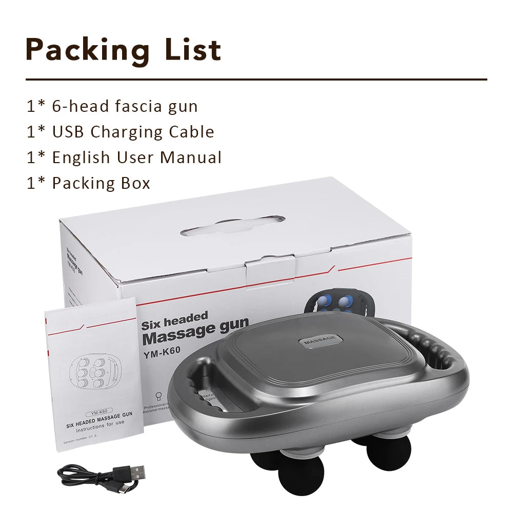 Six Head Deep Tissue Massage Gun High Frequency Vibration Muscle Relaxer