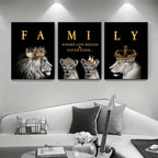 3 Pieces Modern Abstract Lion Family Inspirational Quotes Wall Art Canvas Prints for Living Room Cuadros Decor Unframed